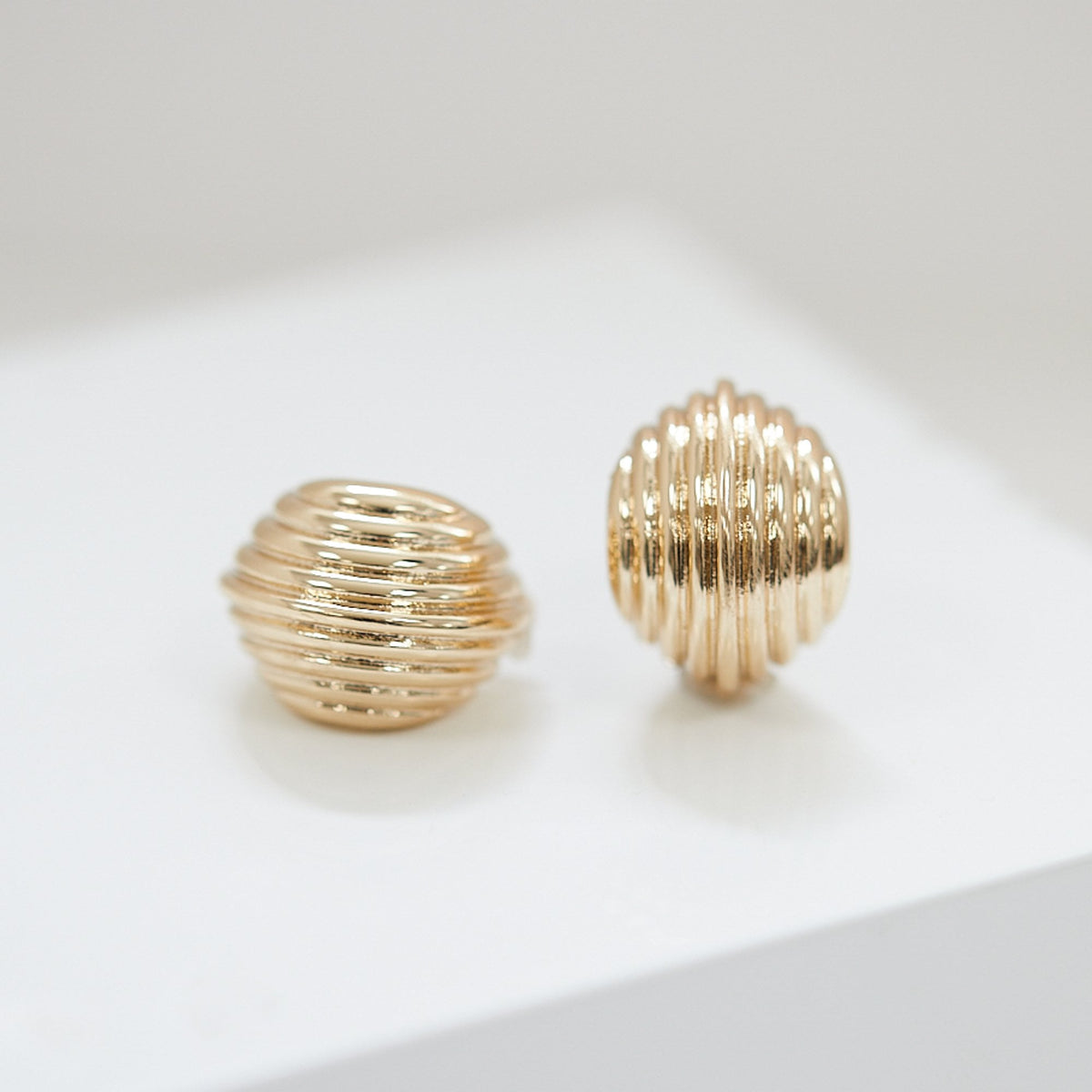 Jon Richard Gold Plated Ridged Hoop Earrings
