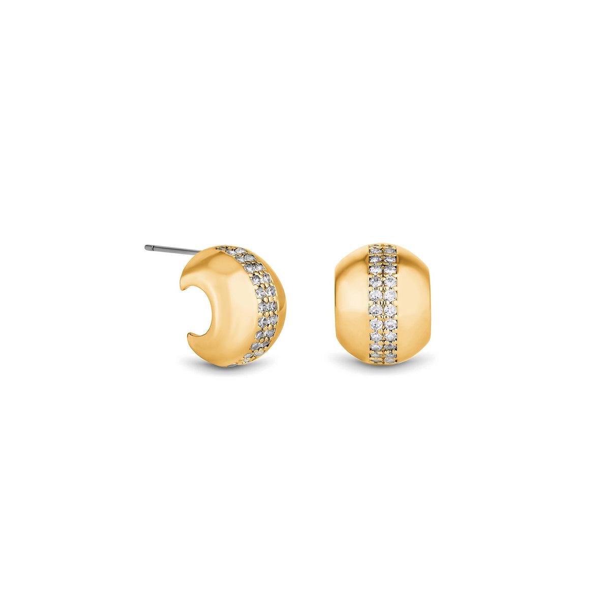 Jon Richard Gold Polished Crystal Dome Stud Earrings