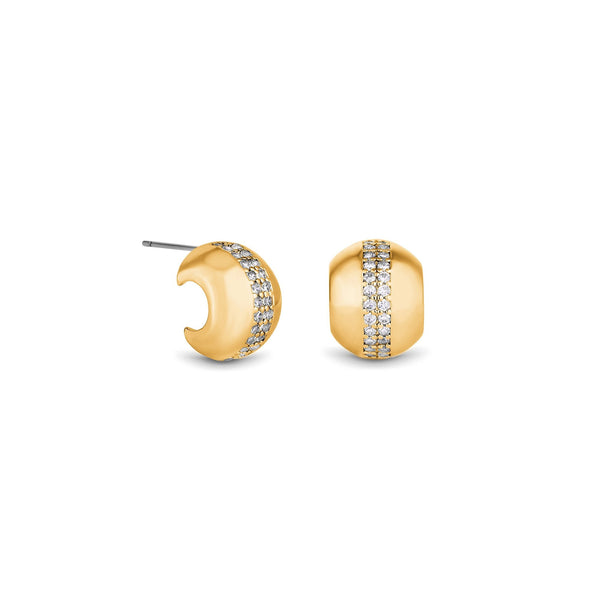 Jon Richard Gold Polished Crystal Dome Stud Earrings