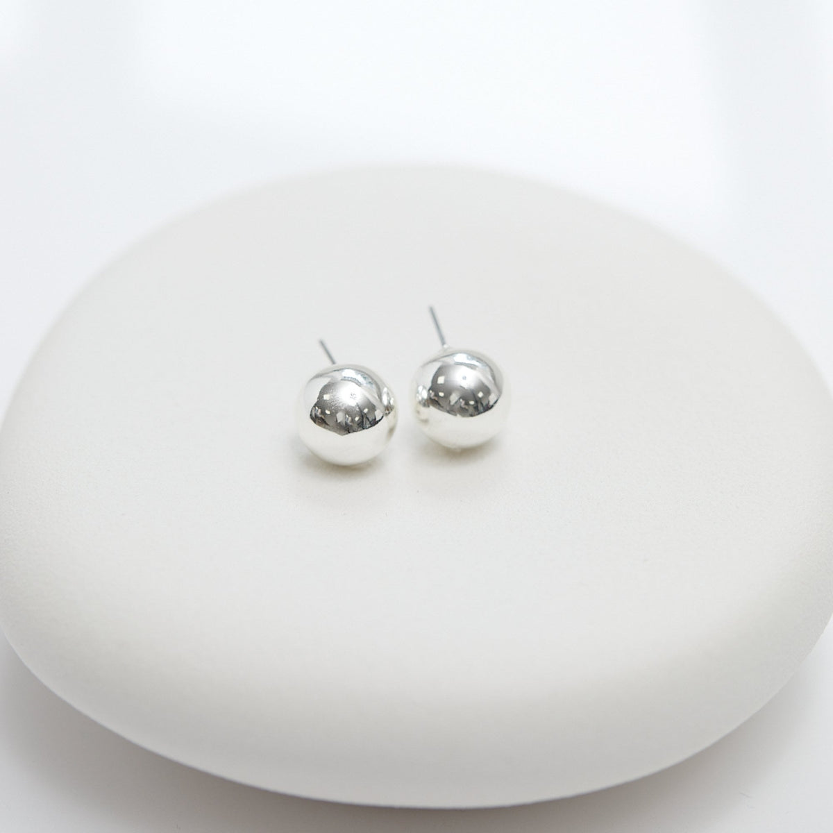 Jon Richard Polished Silver Orb Stud Earrings