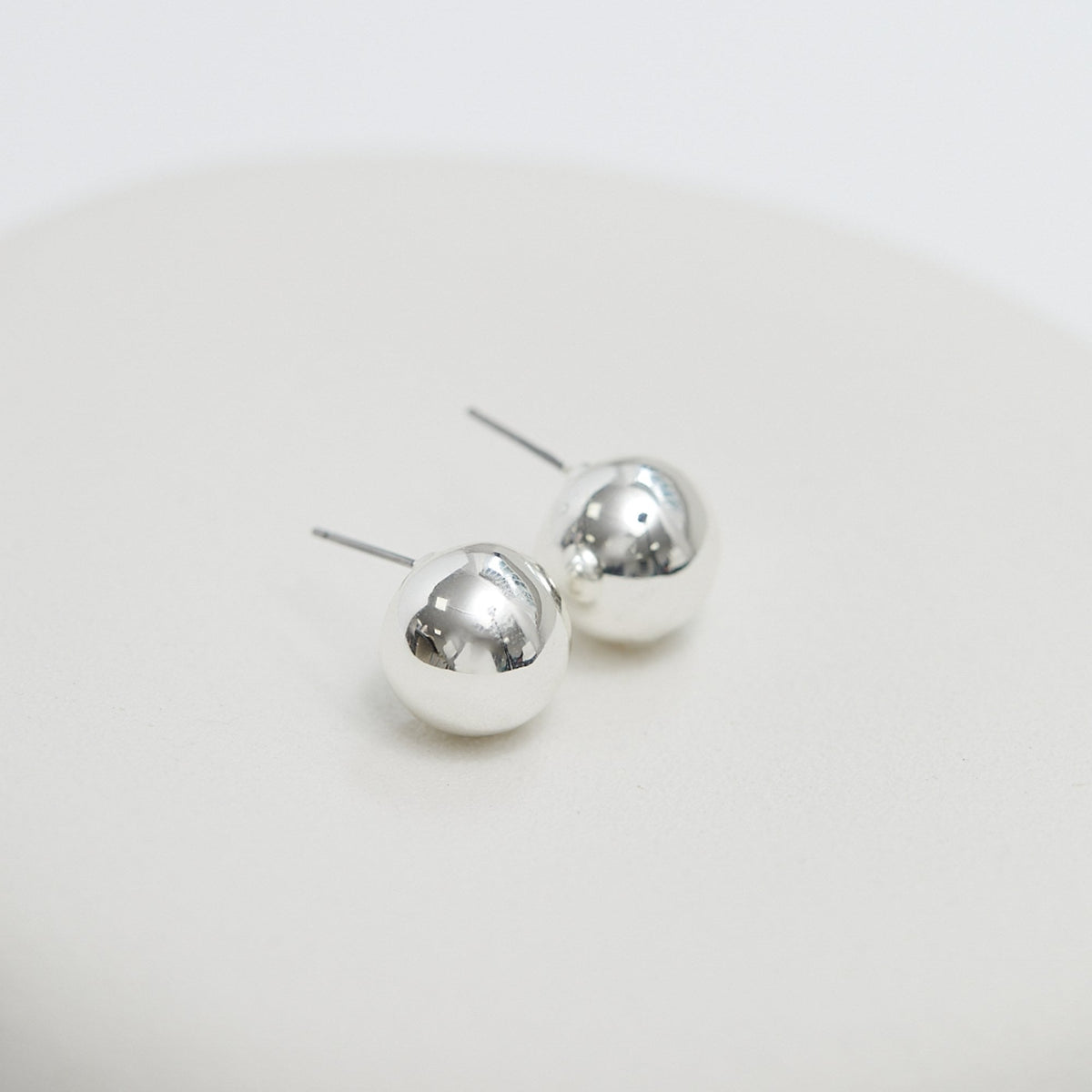 Jon Richard Polished Silver Orb Stud Earrings