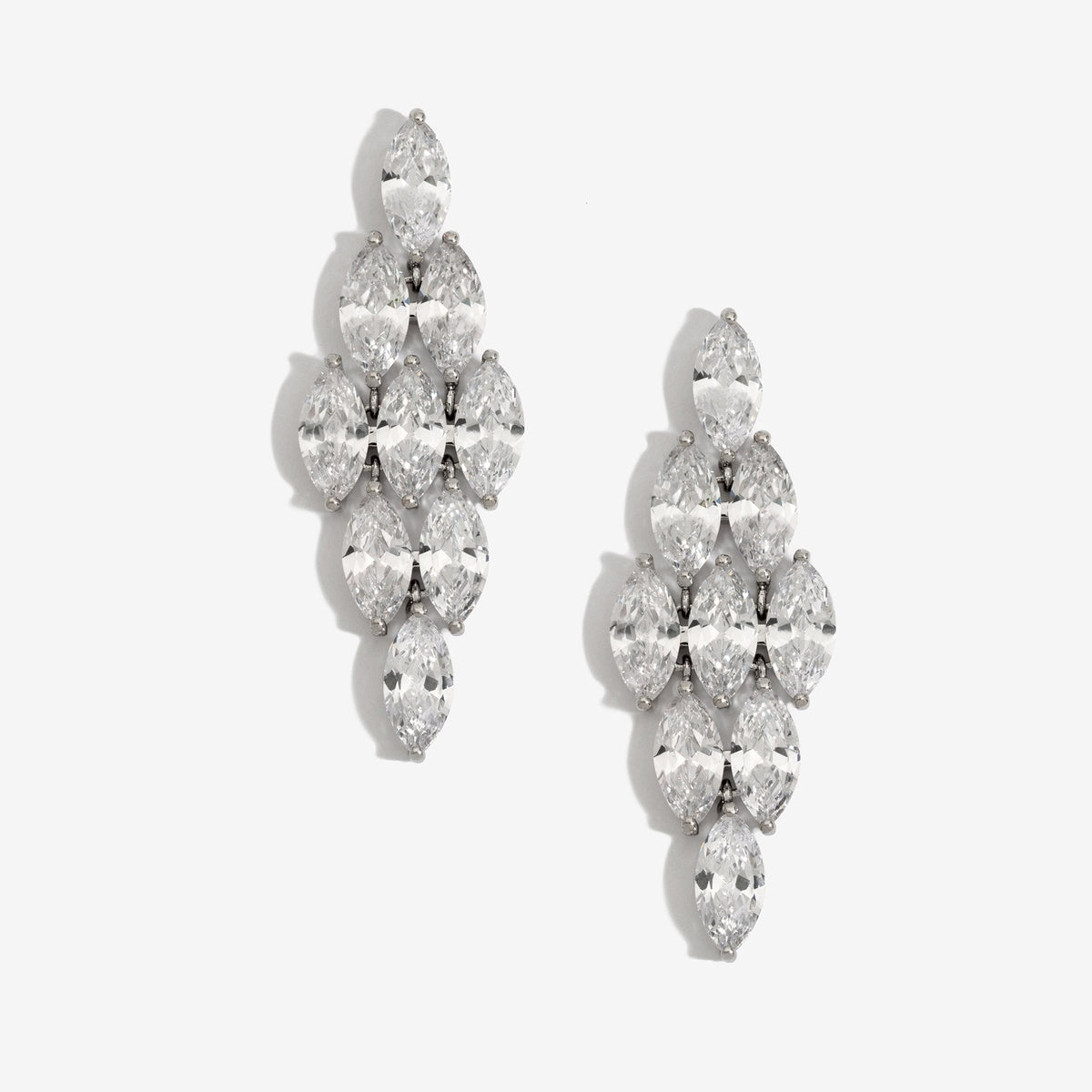 Jon Richard Rhodium Plated Statement Cubic Zirconia Earrings - Gift Boxed