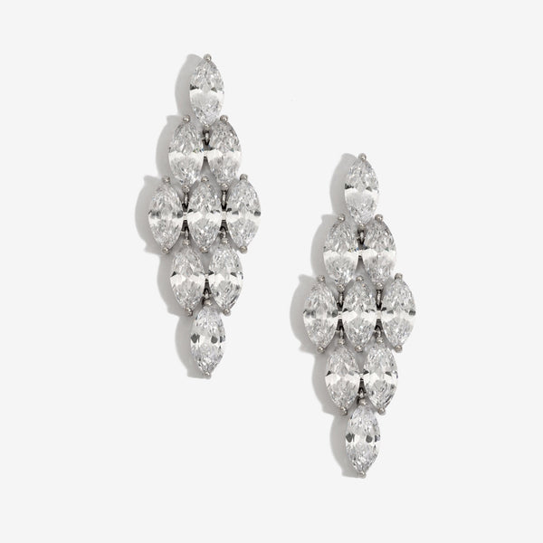 Jon Richard Rhodium Plated Statement Cubic Zirconia Earrings - Gift Boxed