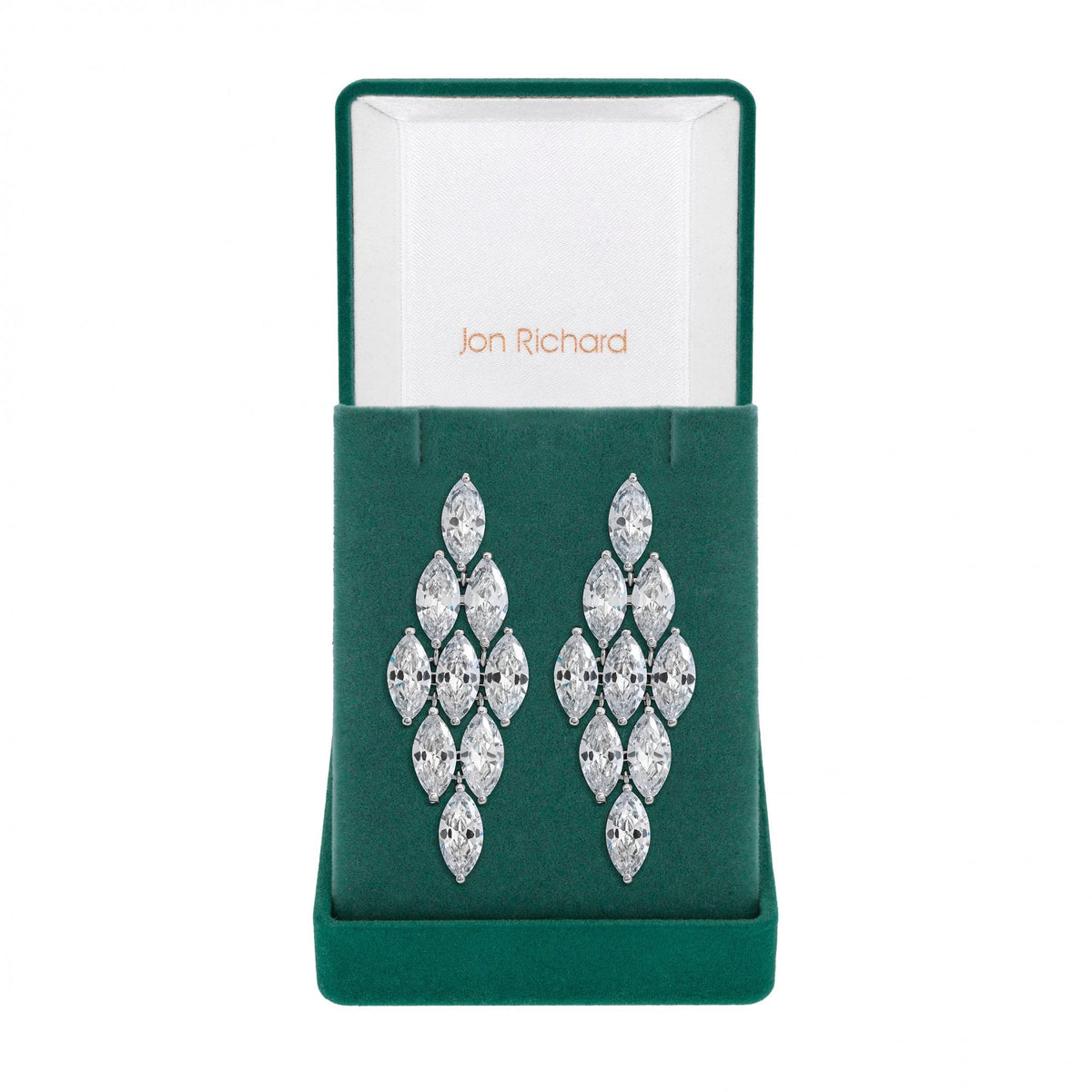 Jon Richard Rhodium Plated Statement Cubic Zirconia Earrings - Gift Boxed