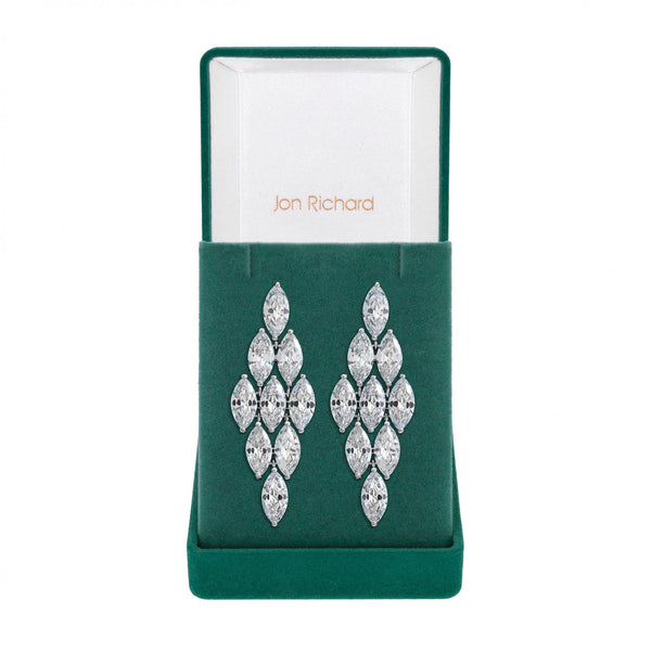 Jon Richard Rhodium Plated Statement Cubic Zirconia Earrings - Gift Boxed