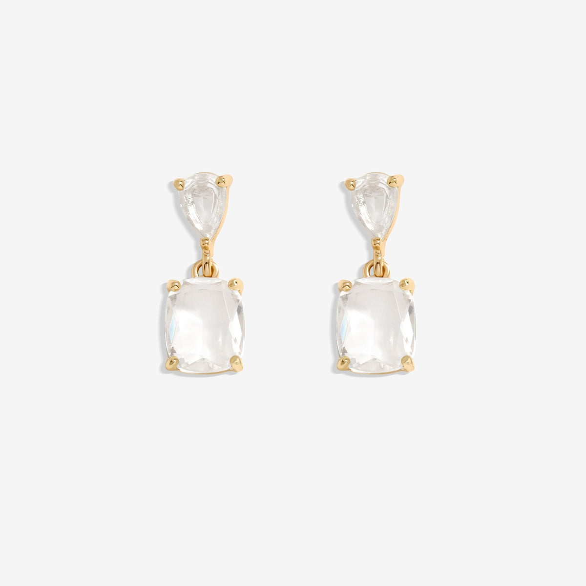 Mood Gold Crystal Double Stone Drop Earrings