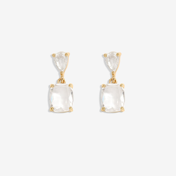 Mood Gold Crystal Double Stone Drop Earrings
