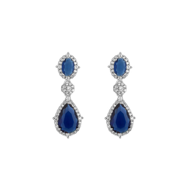 Jon Richard Silver Plated Sapphire Pear Drop Earrings