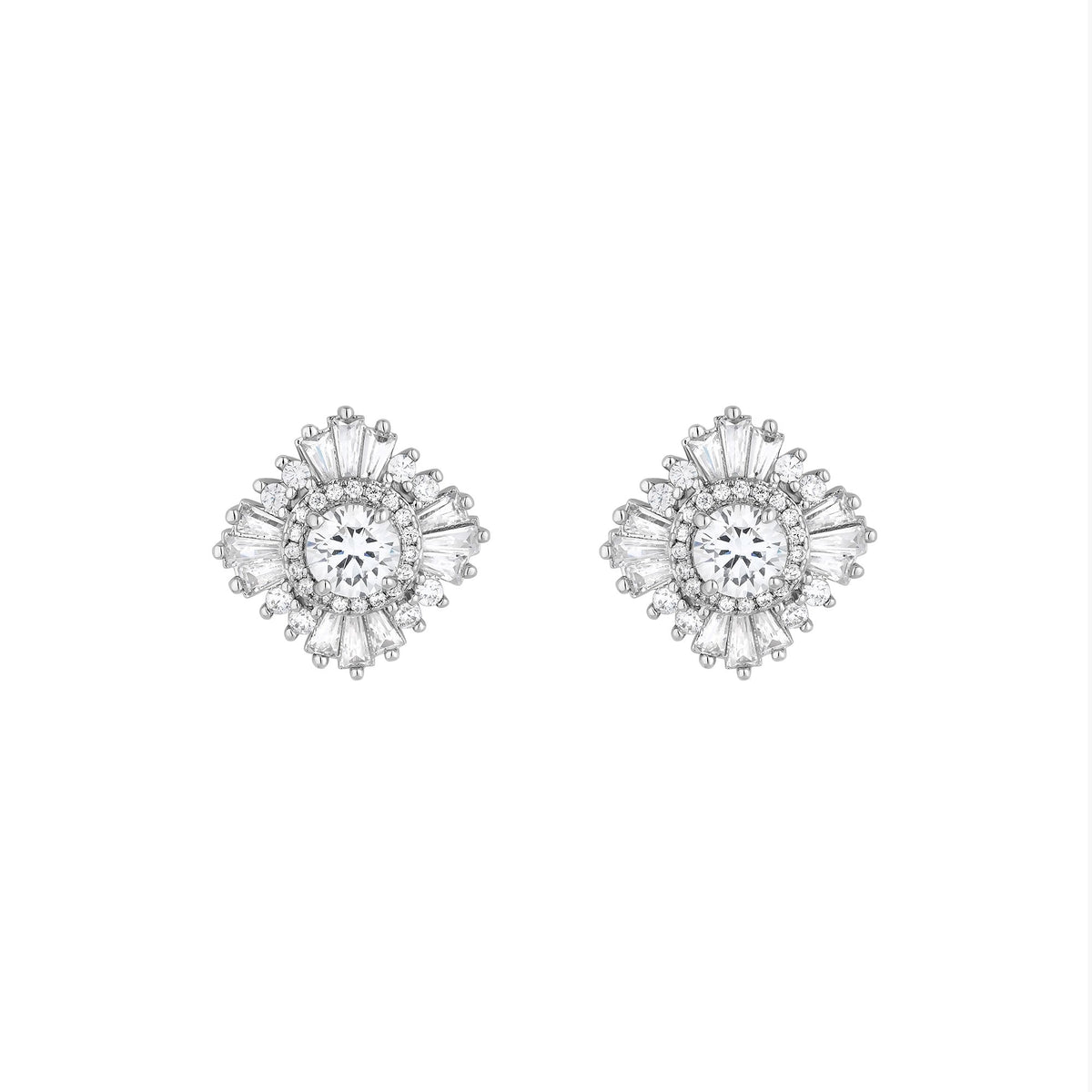 Jon Richard Silver Plated Cubic Zirconia Starburst Stud Earrings