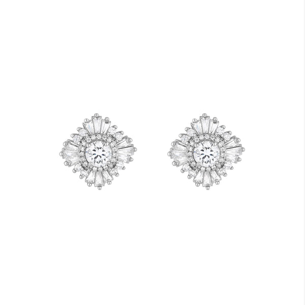 Jon Richard Silver Plated Cubic Zirconia Starburst Stud Earrings