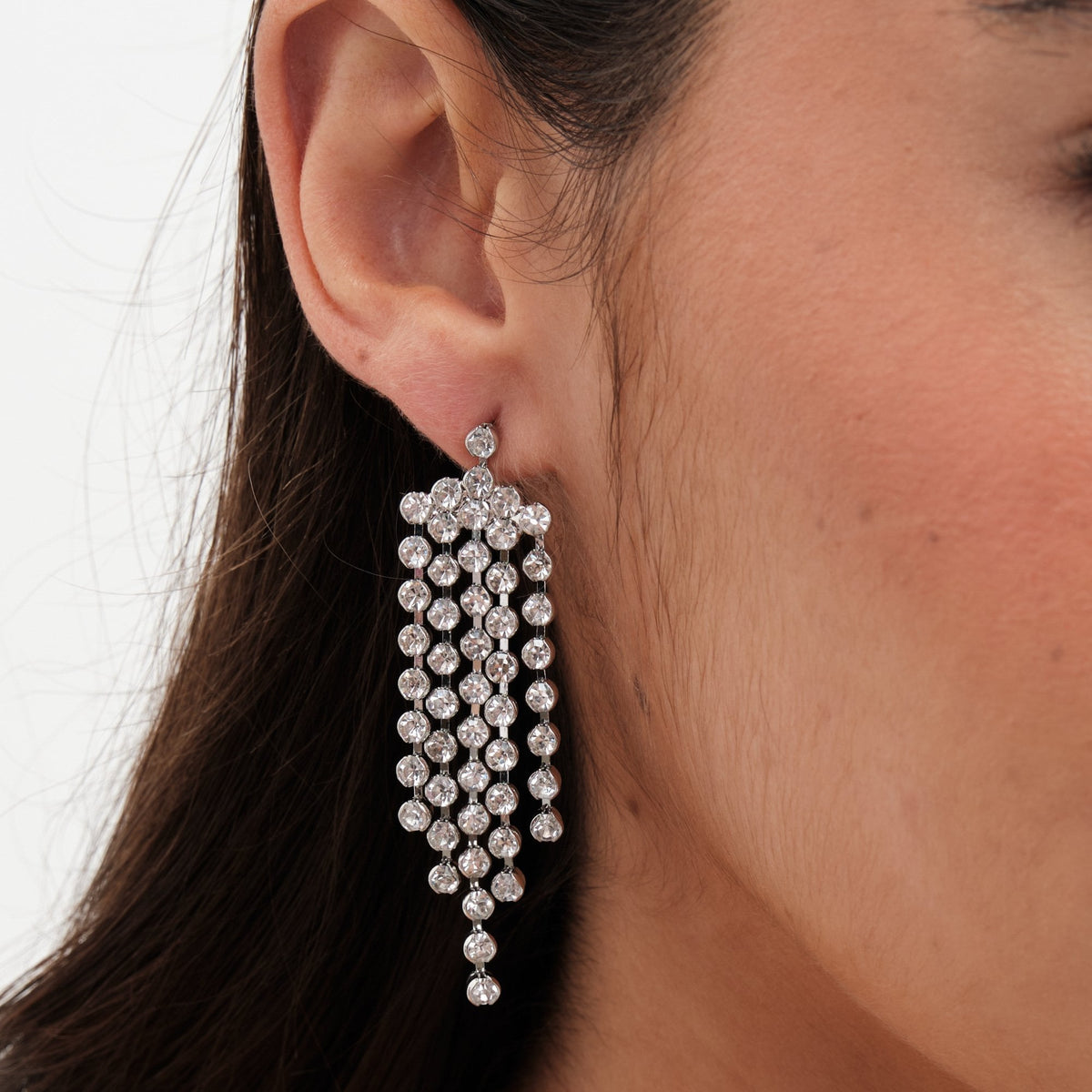 Jon Richard Silver Plated Crystal Waterfall Earrings
