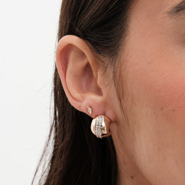 Jon Richard Gold Polished Crystal Dome Stud Earrings