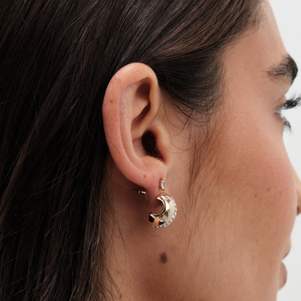Jon Richard Gold Polished Crystal Dome Stud Earrings