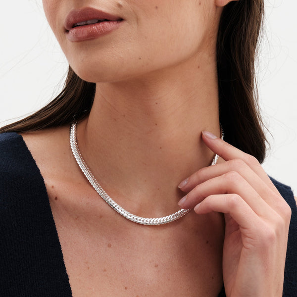 Jon Richard Silver Plated Herringbone Chain Necklace
