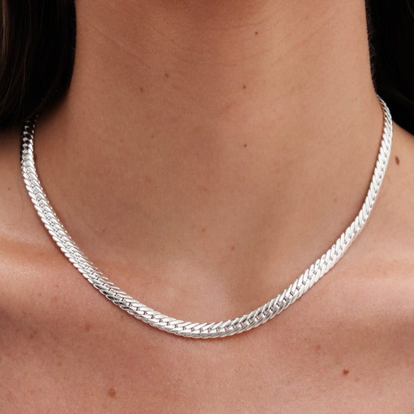 Jon Richard Silver Plated Herringbone Chain Necklace