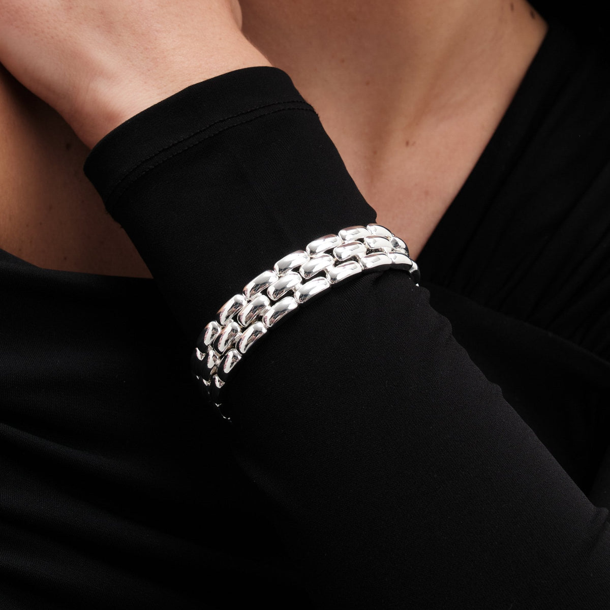 Jon Richard Silver Plated Polished Chain Stretch Bracelet