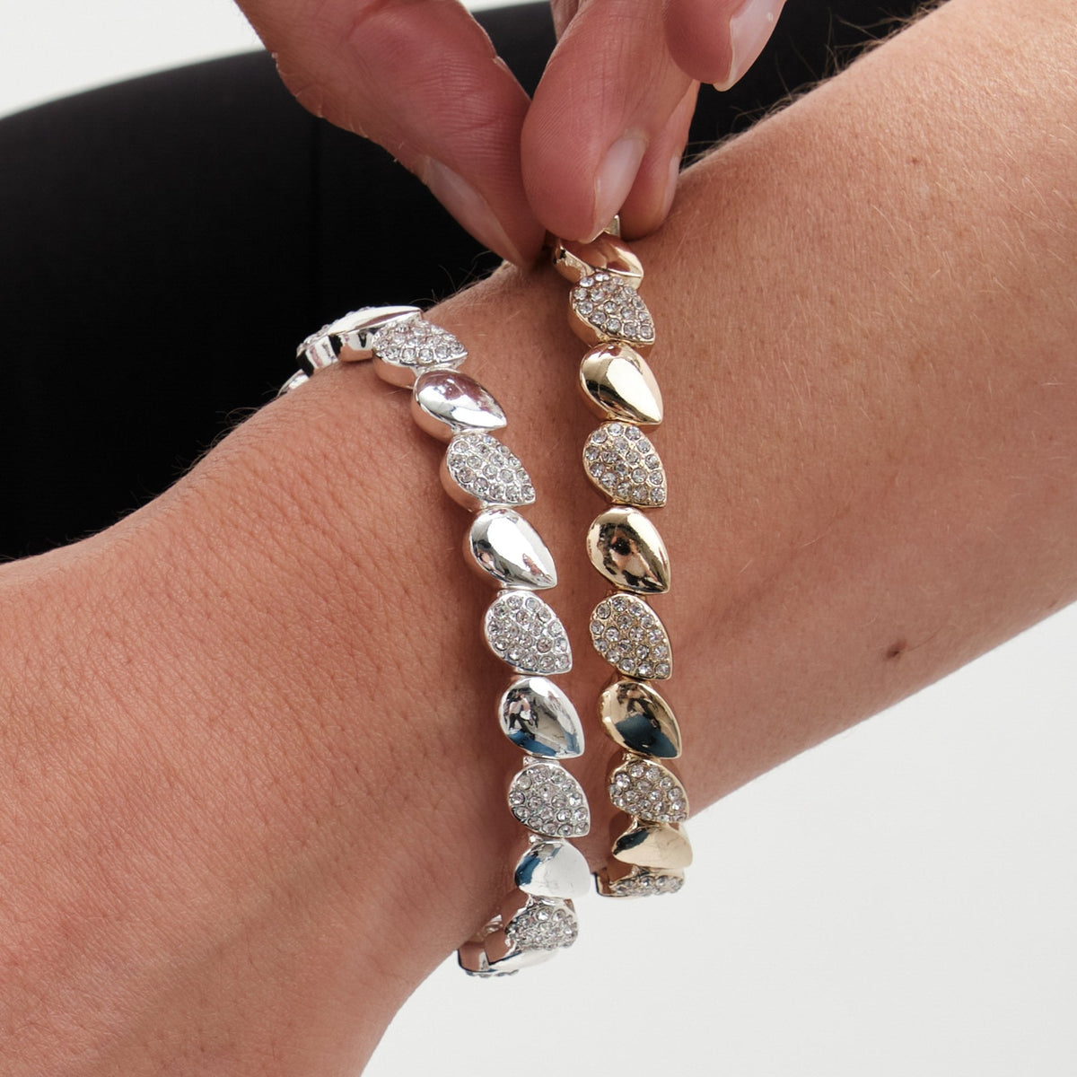 Jon Richard Silver Plated Polished And Pave Stretch Bracelet