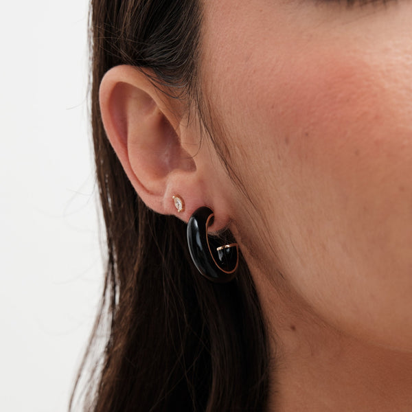Jon Richard Gold Plated and Jet Hoop Earrings