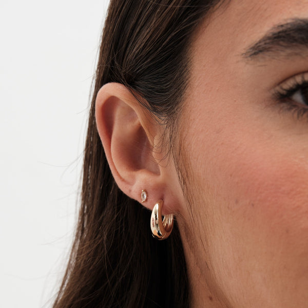 Jon Richard Gold Plated Polished Small Tapered Hoop Earrings