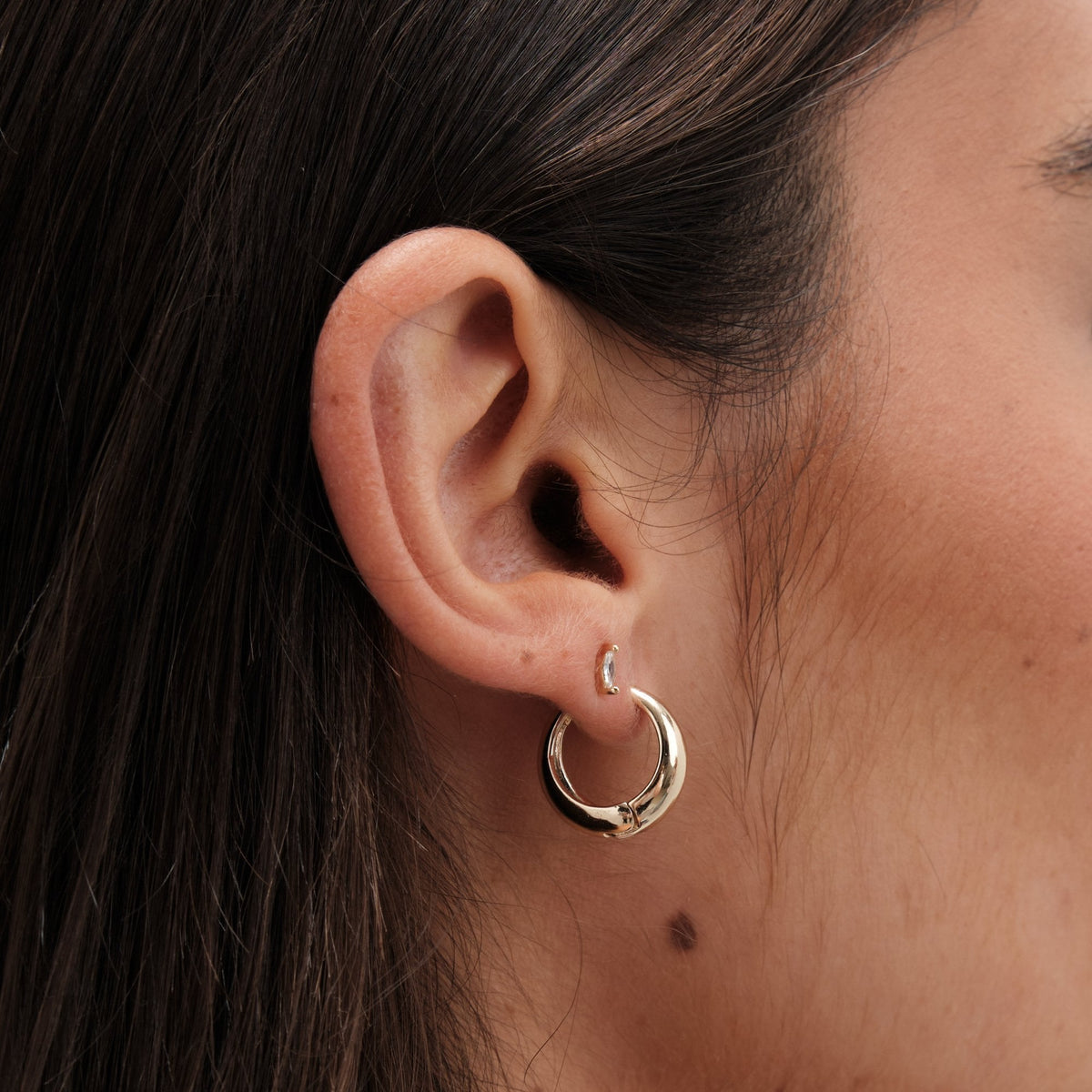 Jon Richard Gold Plated Polished Small Tapered Hoop Earrings