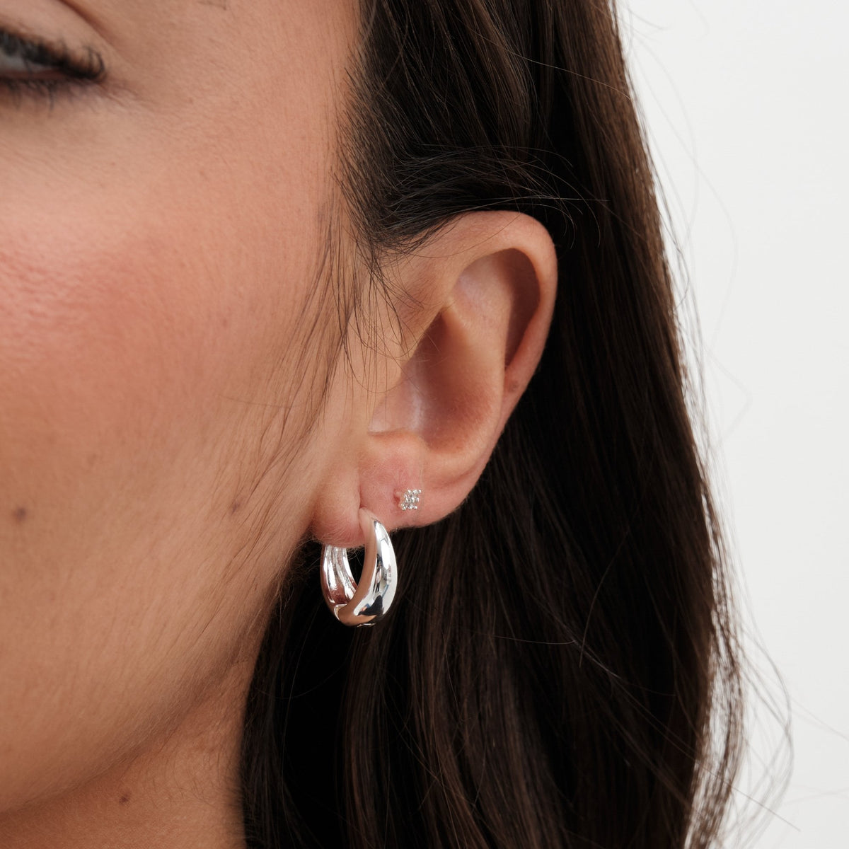 Jon Richard Silver Plated Polished Small Tapered Hoop Earrings