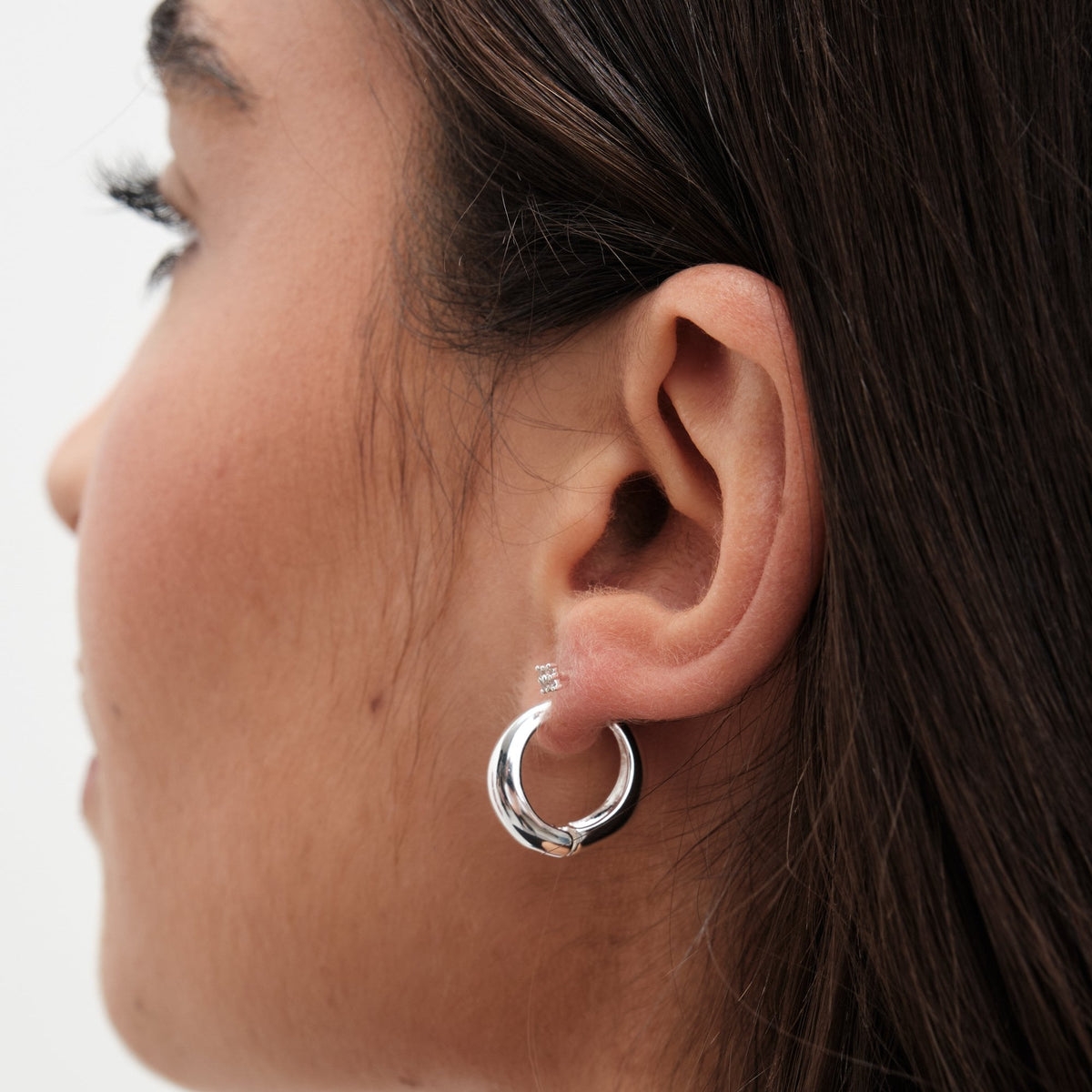 Jon Richard Silver Plated Polished Small Tapered Hoop Earrings