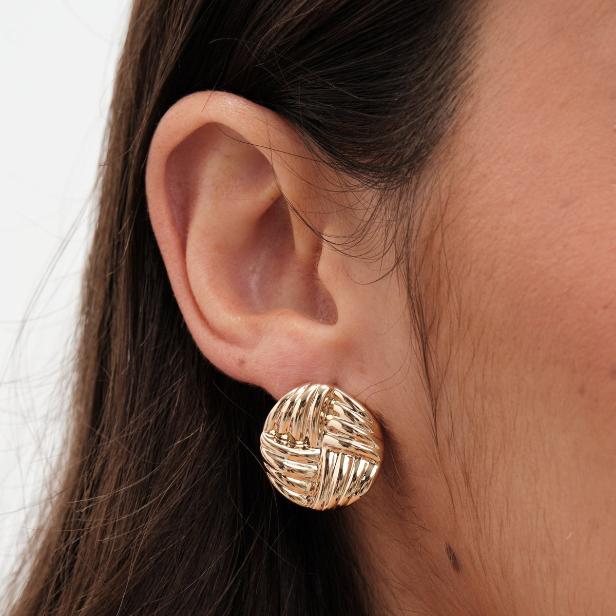Jon Richard Gold Plated Ridged Statement Stud Earrings