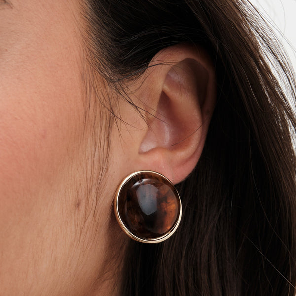 Jon Richard Gold Plated Tort Shell Dome Clip Earrings