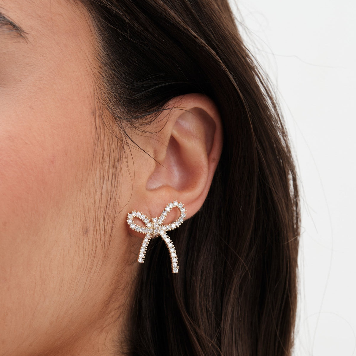 Jon Richard Gold Plated Cubic Zirconia Bow Earrings