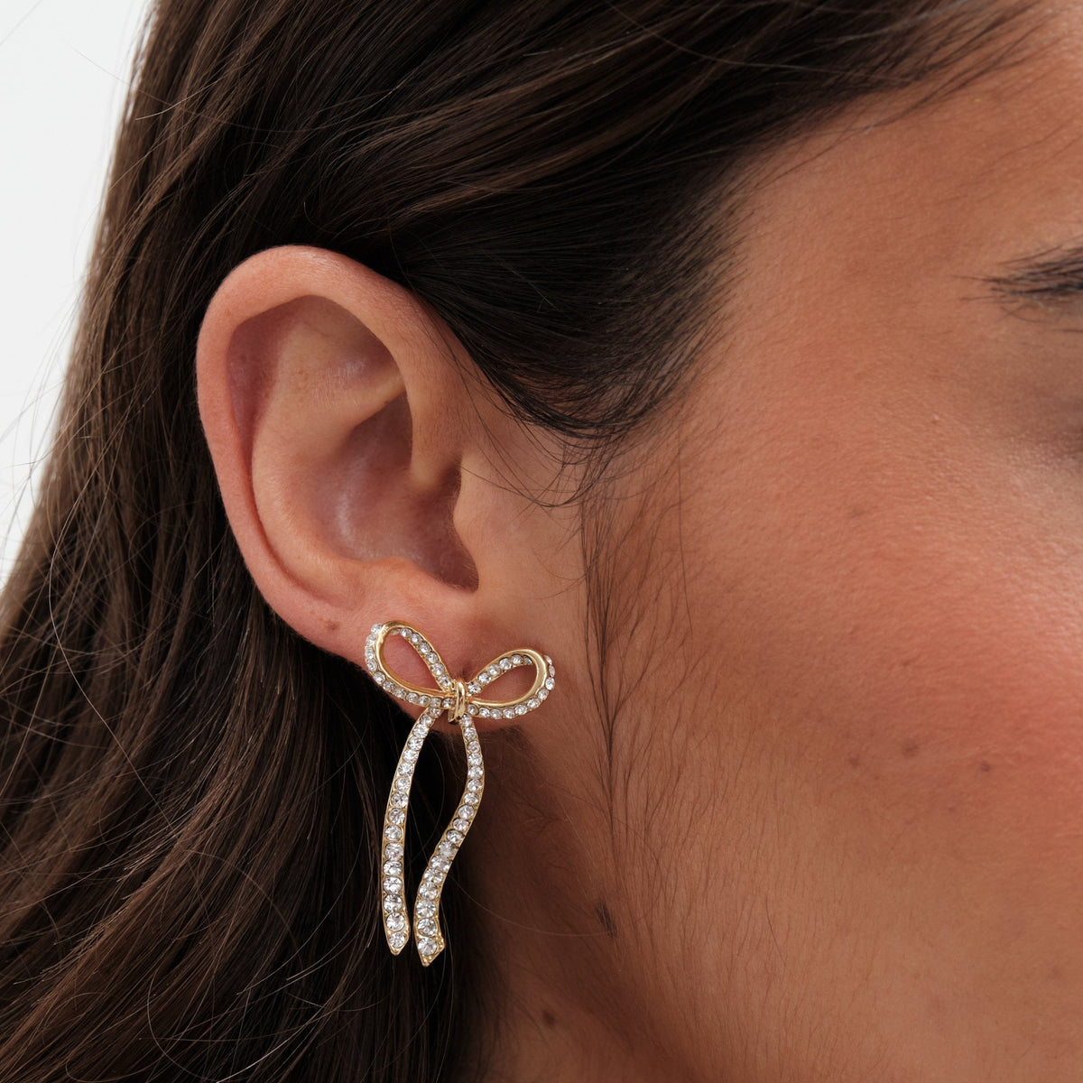 Jon Richard Gold Plated Pave Bow Statement Earrings