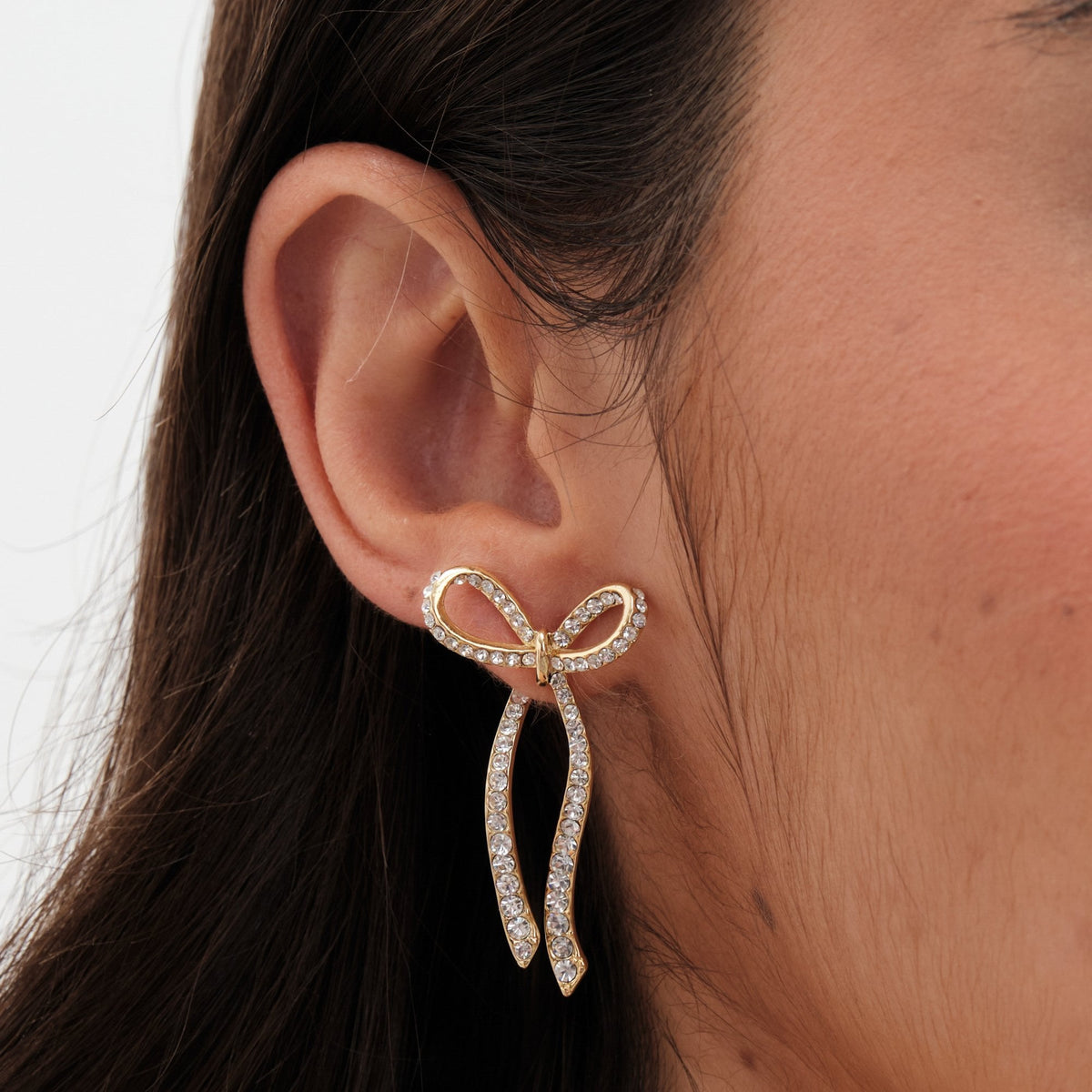 Jon Richard Gold Plated Pave Bow Statement Earrings