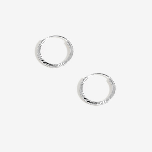 Simply Silver Sterling Silver 925 Textured Mini Sleeper Hoop Earrings