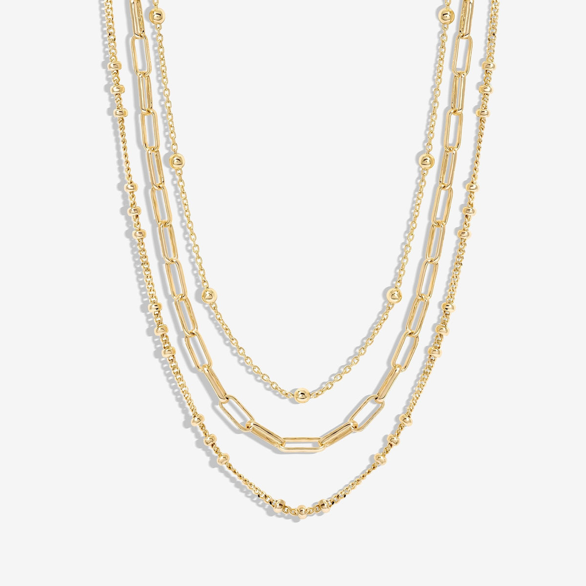 Mood Gold Polished Ball Fine Chain Necklaces - Pack of 3