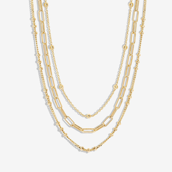 Mood Gold Polished Ball Fine Chain Necklaces - Pack of 3