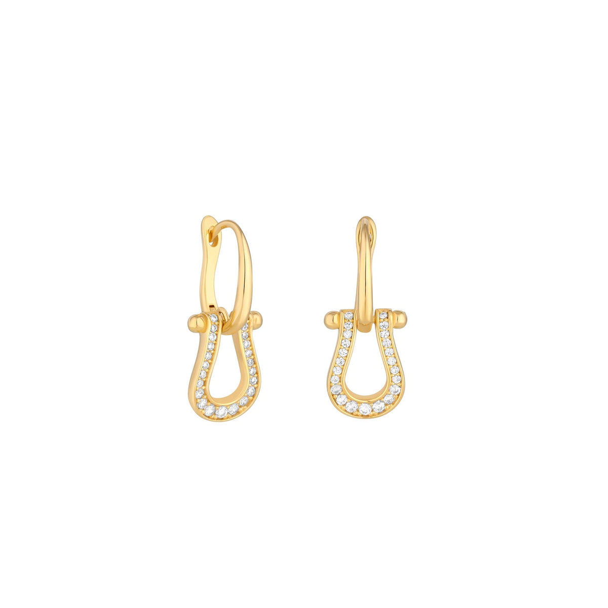 Inicio Gold Plated Cubic Zirconia Snaffle Earrings - Gift Pouch
