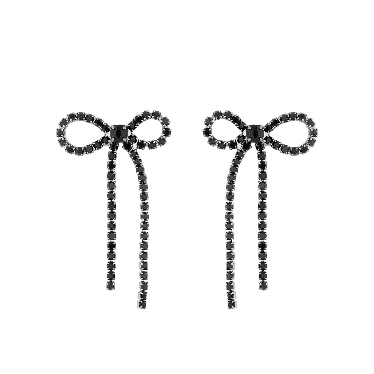 Jon Richard Hematite Plated Jet Bow Earrings