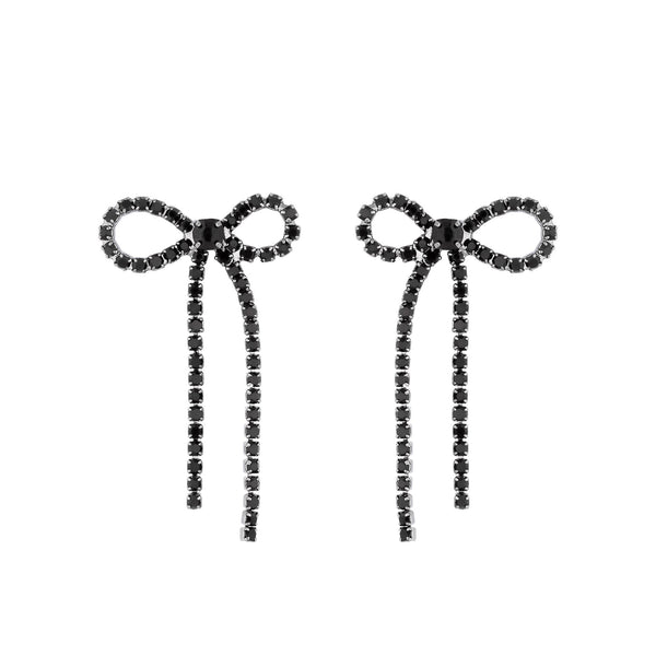 Jon Richard Hematite Plated Jet Bow Earrings