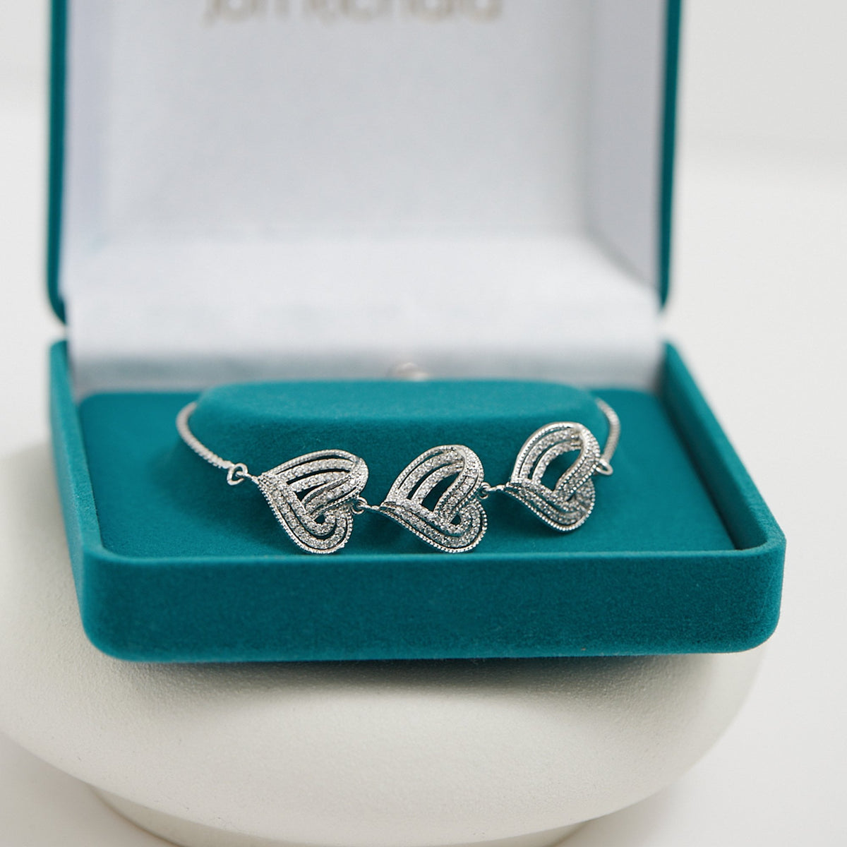 Jon Richard Rhodium Plated Heart Toggle Bracelet - Gift Boxed
