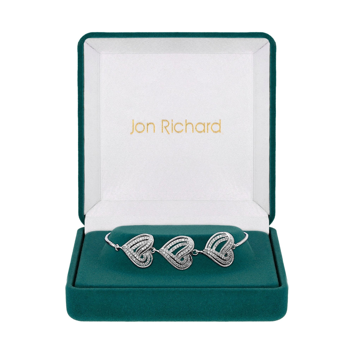 Jon Richard Rhodium Plated Heart Toggle Bracelet - Gift Boxed