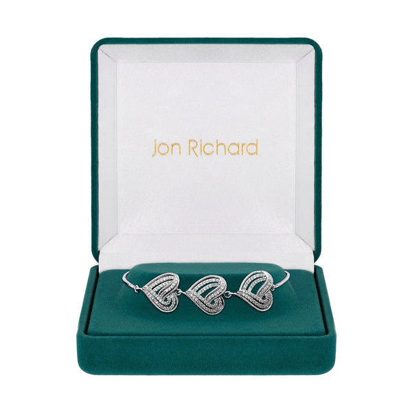 Jon Richard Rhodium Plated Heart Toggle Bracelet - Gift Boxed