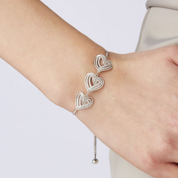 Jon Richard Rhodium Plated Heart Toggle Bracelet - Gift Boxed