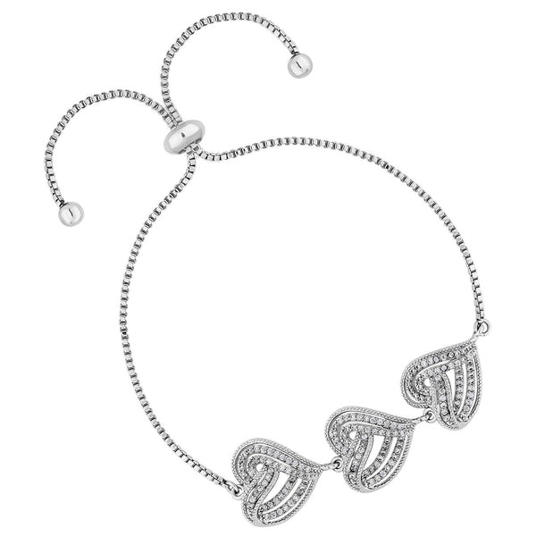 Jon Richard Rhodium Plated Heart Toggle Bracelet - Gift Boxed