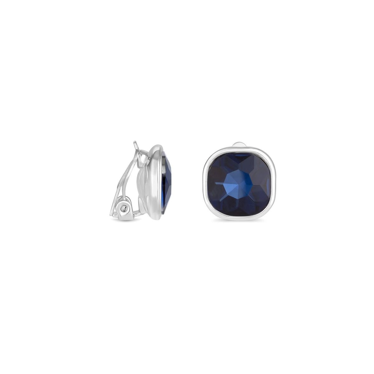 Jon Richard Silver Plated And Blue Stone Clip Earrings