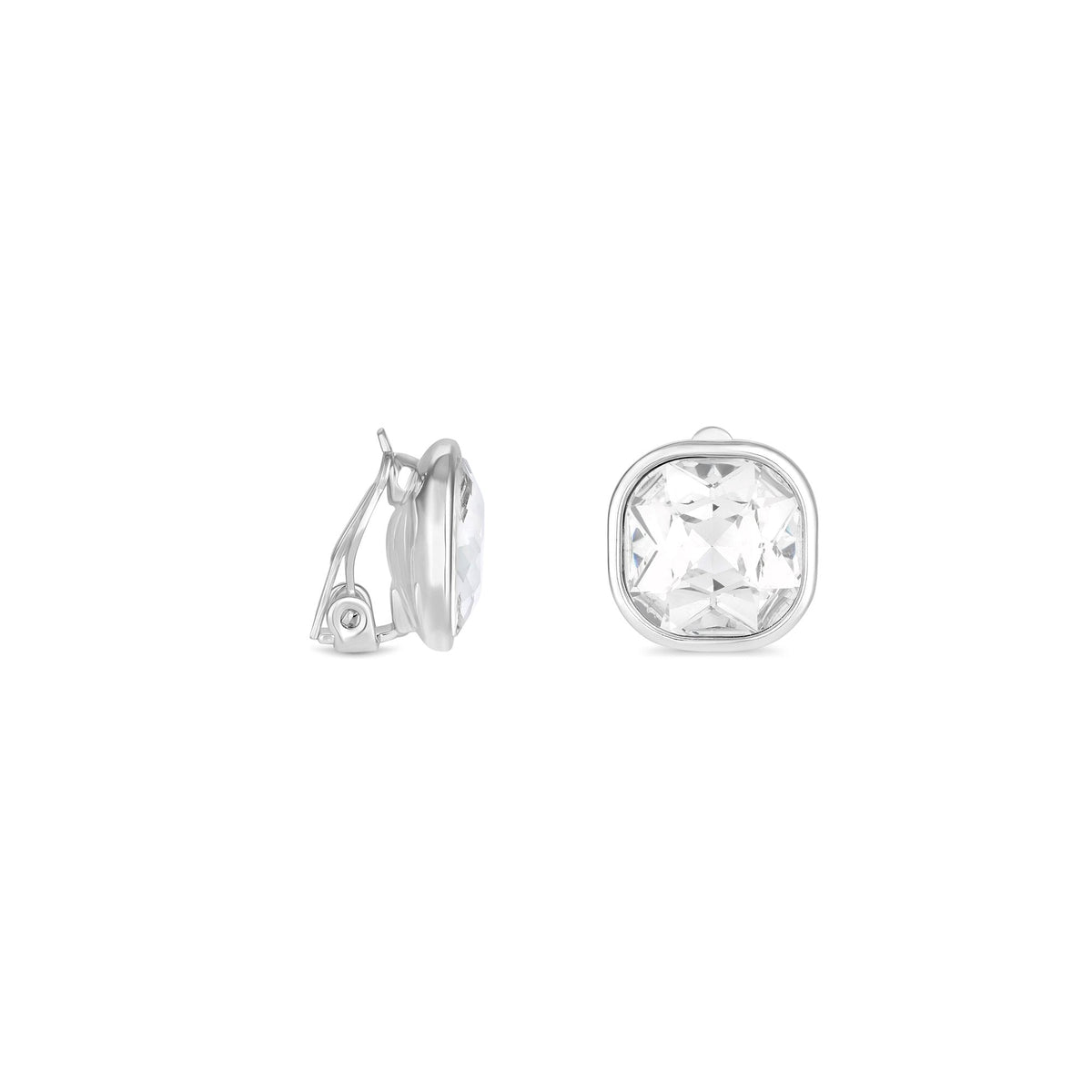 Jon Richard Silver Plated And Crystal Stone Clip Earrings