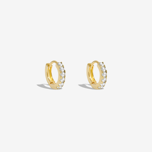 Inicio Gold Plated And Crystal Huggie Hoop Earrings - Gift Pouch