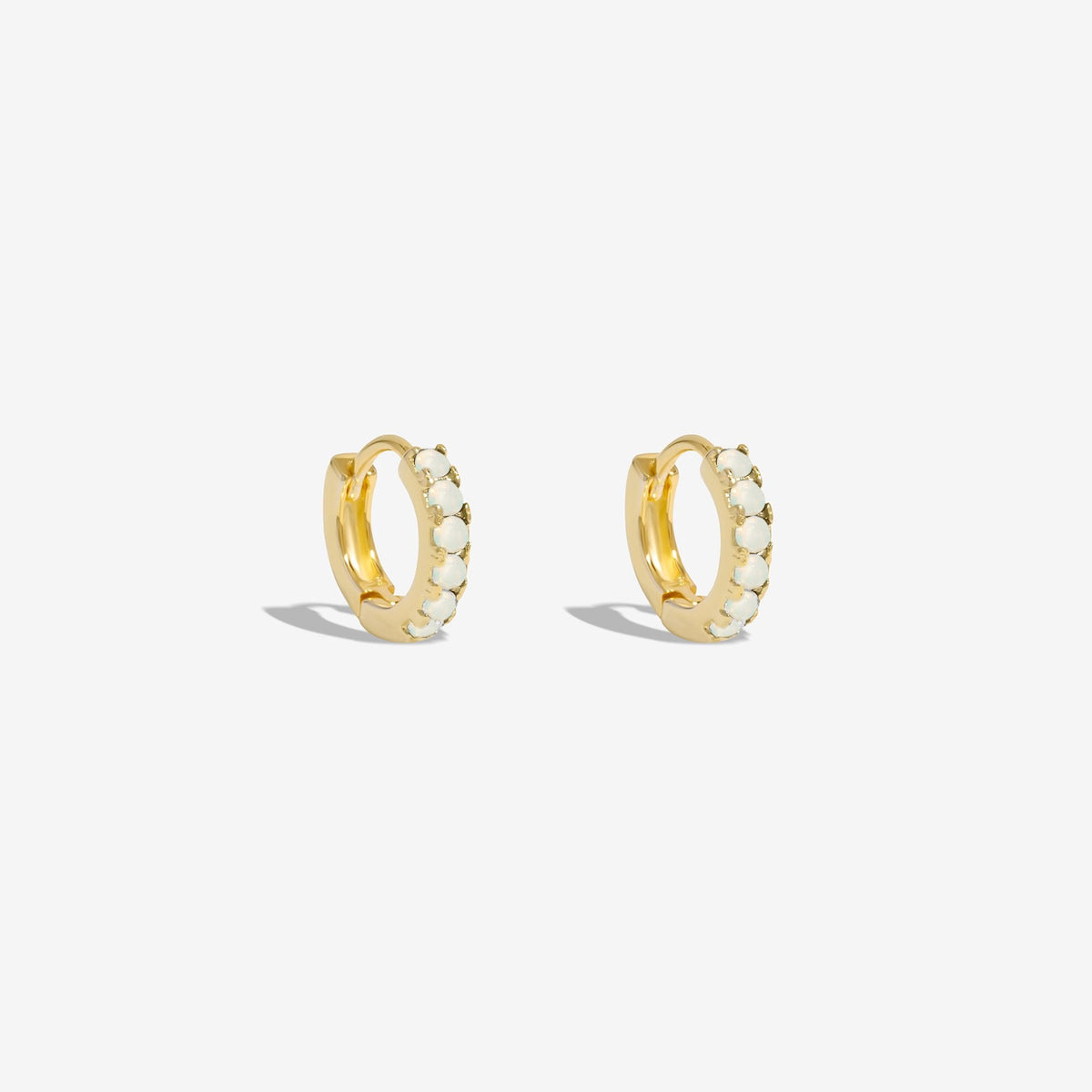 Inicio Gold Plated Opal Pave Huggie Hoop Earrings - Gift Pouch