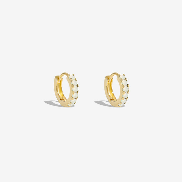 Inicio Gold Plated Opal Pave Huggie Hoop Earrings - Gift Pouch