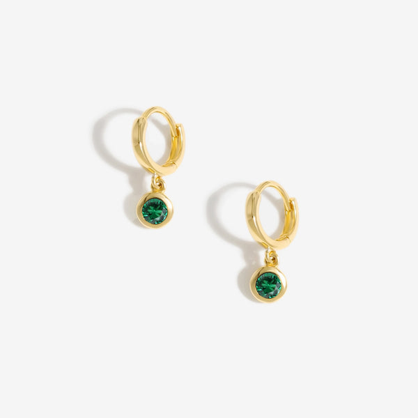 Inicio Gold Plated Green Besel Charm Earrings - Gift Pouch