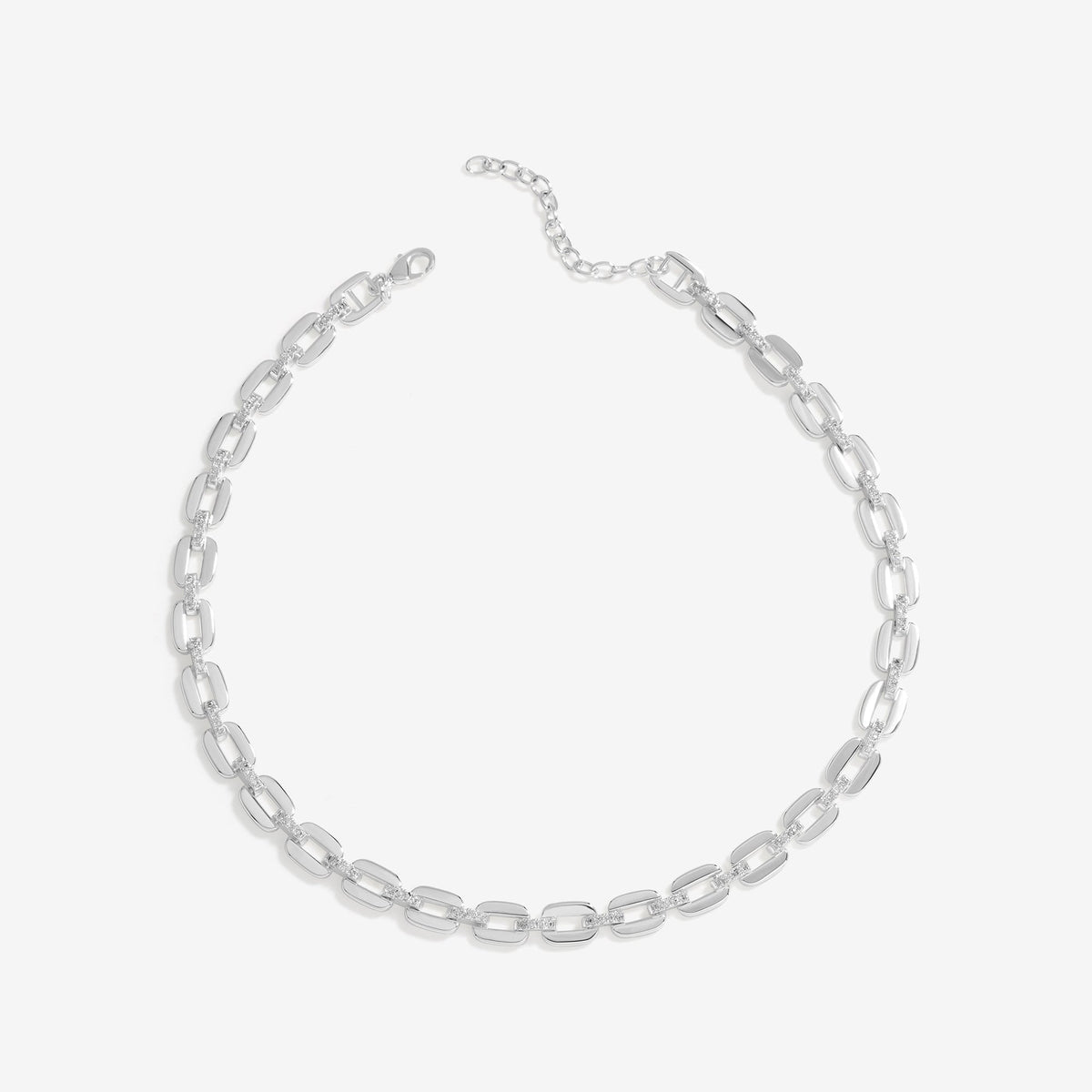 Inicio Silver Plated Cubic Zirconia Chain Necklace - Gift Pouch