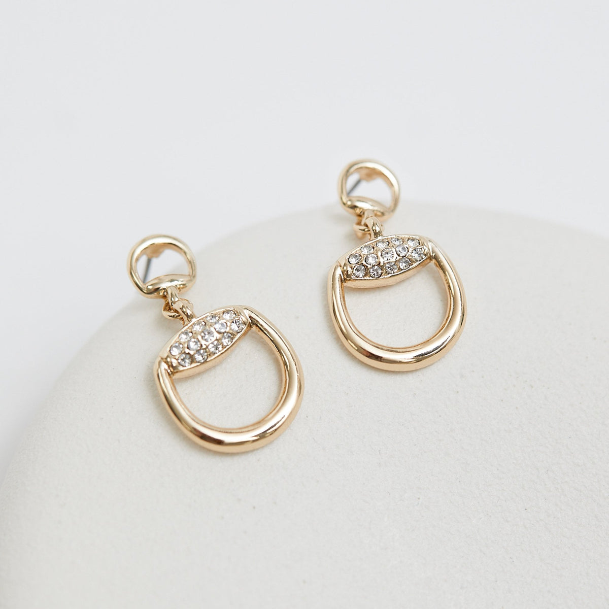 Jon Richard Gold Plated Crystal Snaffle Drop Earrings